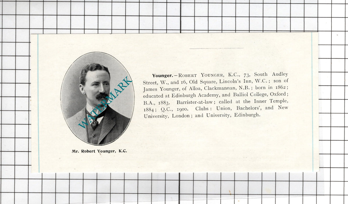 James George Wood Illawarra / Robert Younger  73 South Audley St   1905 Clipping