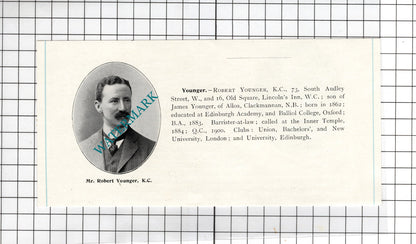 James George Wood Illawarra / Robert Younger  73 South Audley St   1905 Clipping
