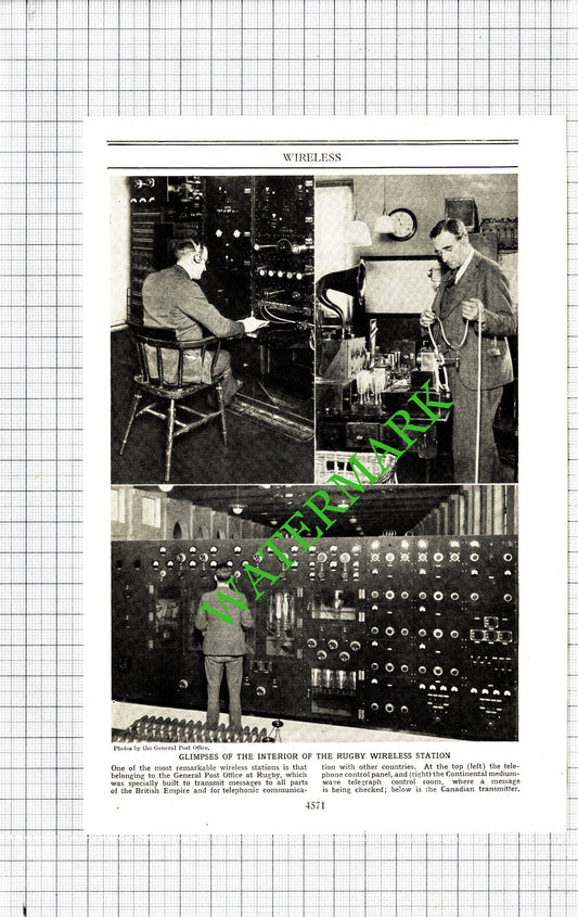 Rugby Wireless Station General Post Office  - 1930s Cutting / Print