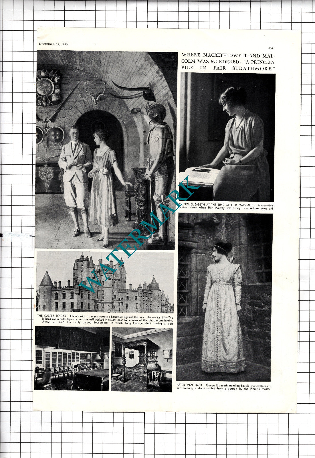 Glamis Castle Scotland Queen Elizabeth   Bowes-Lyon - 1936 Article