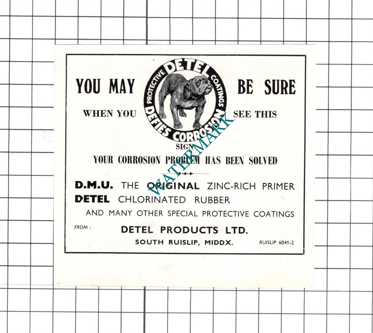 Detel Products Ltd South Ruislip Middlesex   - c.1957 SMALL ADVERT