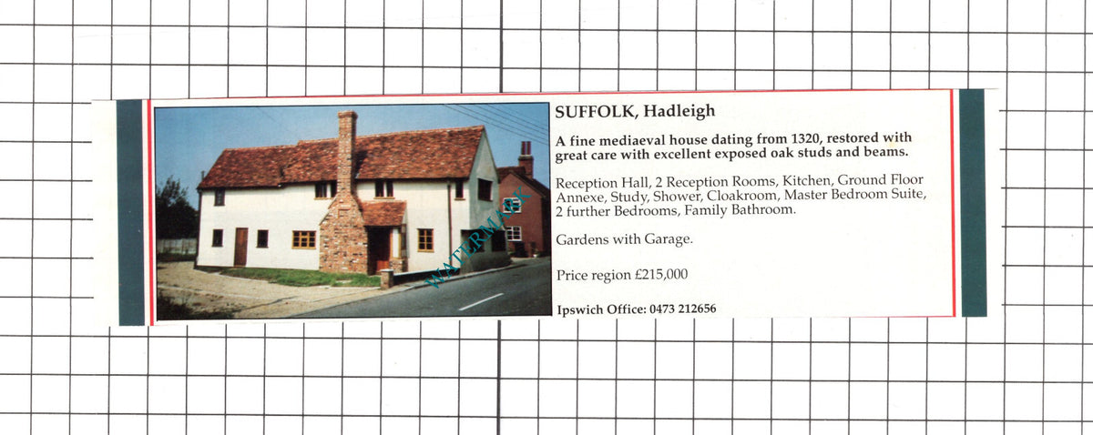 Hadleigh Suffolk House Sale Advert  - c.1990 Clipping