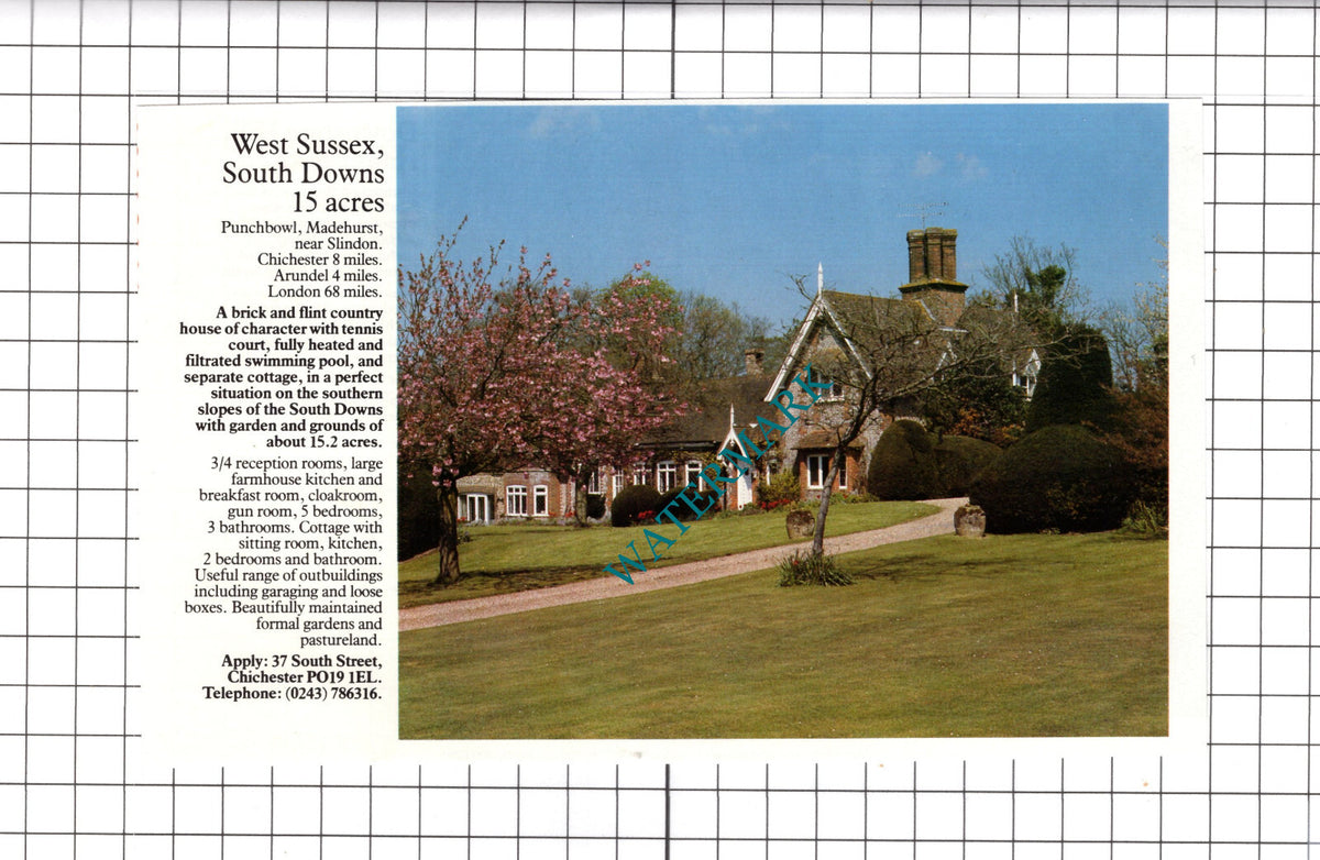 Punchbowl Madehurst Sussex House Sale Advert - c.1990 Clipping / Print
