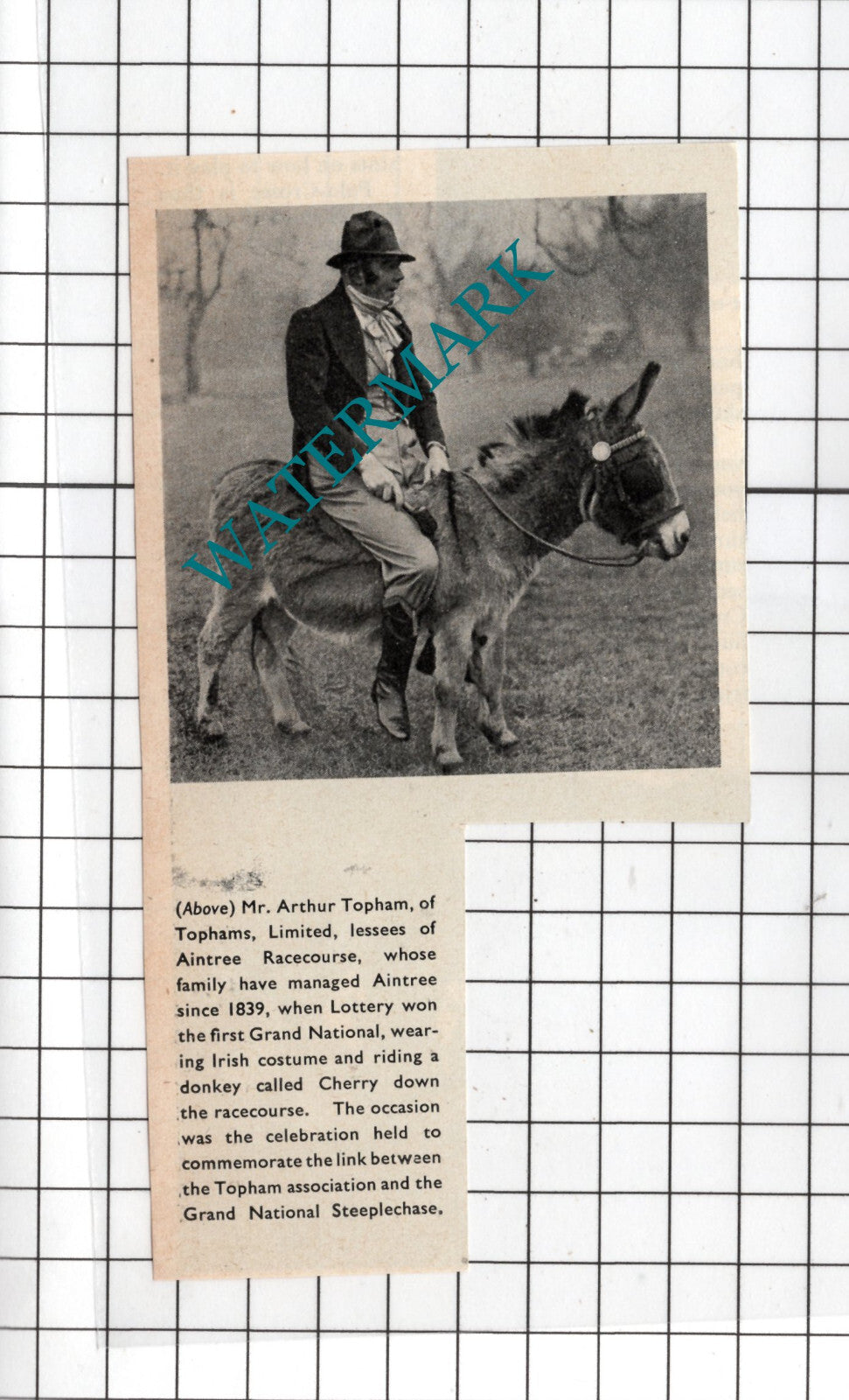 Mr Arthur Topham Tophams Ltd Aintree Racecourse -  1949 Small Clipping