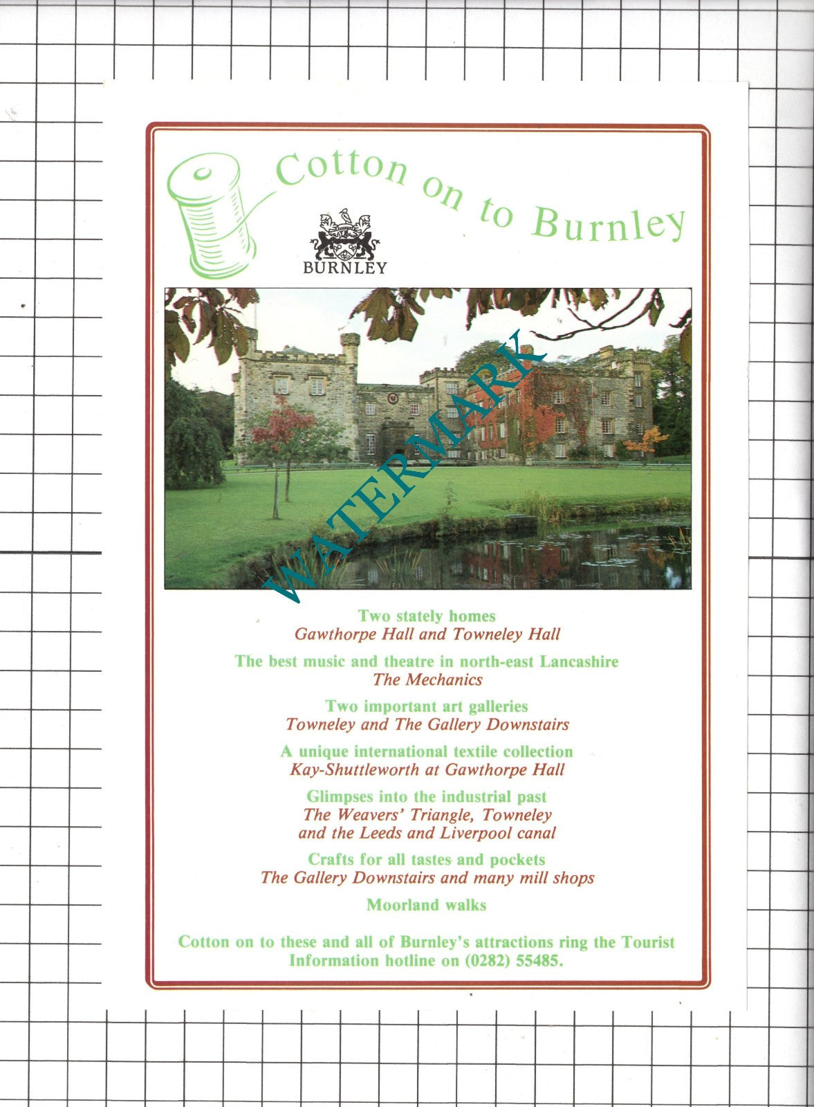 Burnley Lancashire Tourism Advert   -c.1994 Clipping
