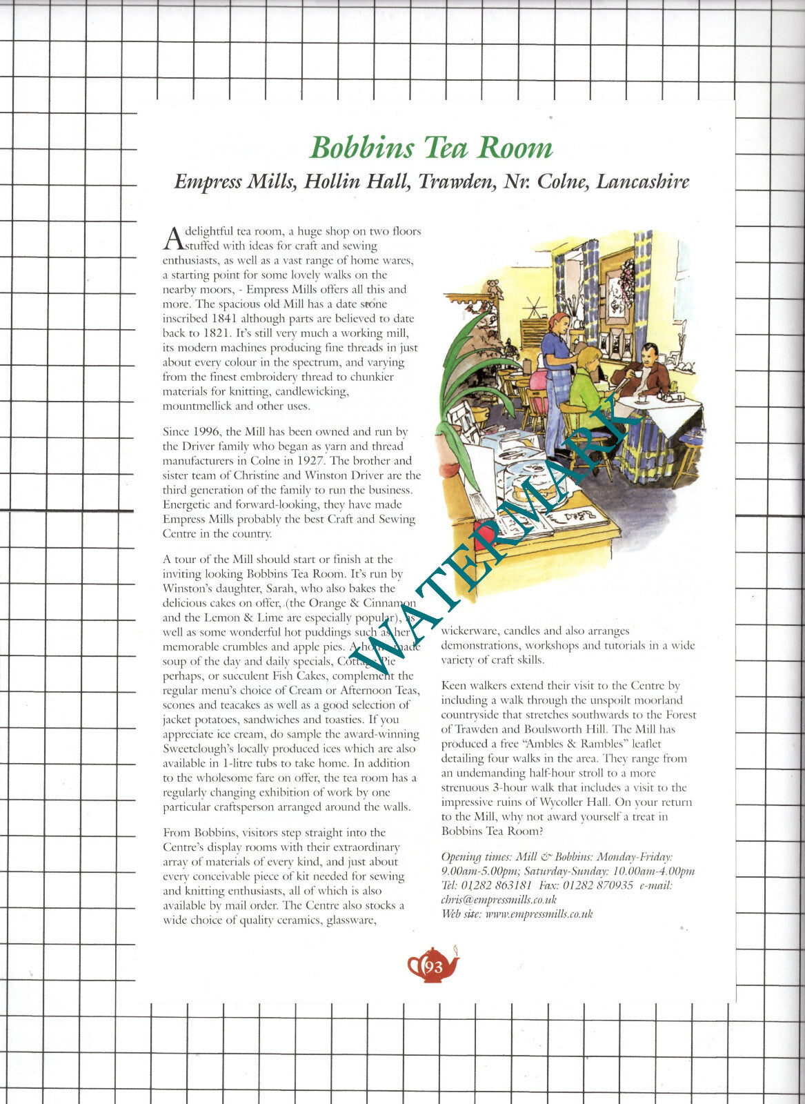 Bobbins Tea Room Empress Mills Trawden / Sabden Craft Rita Baxter  c.2001 Advert