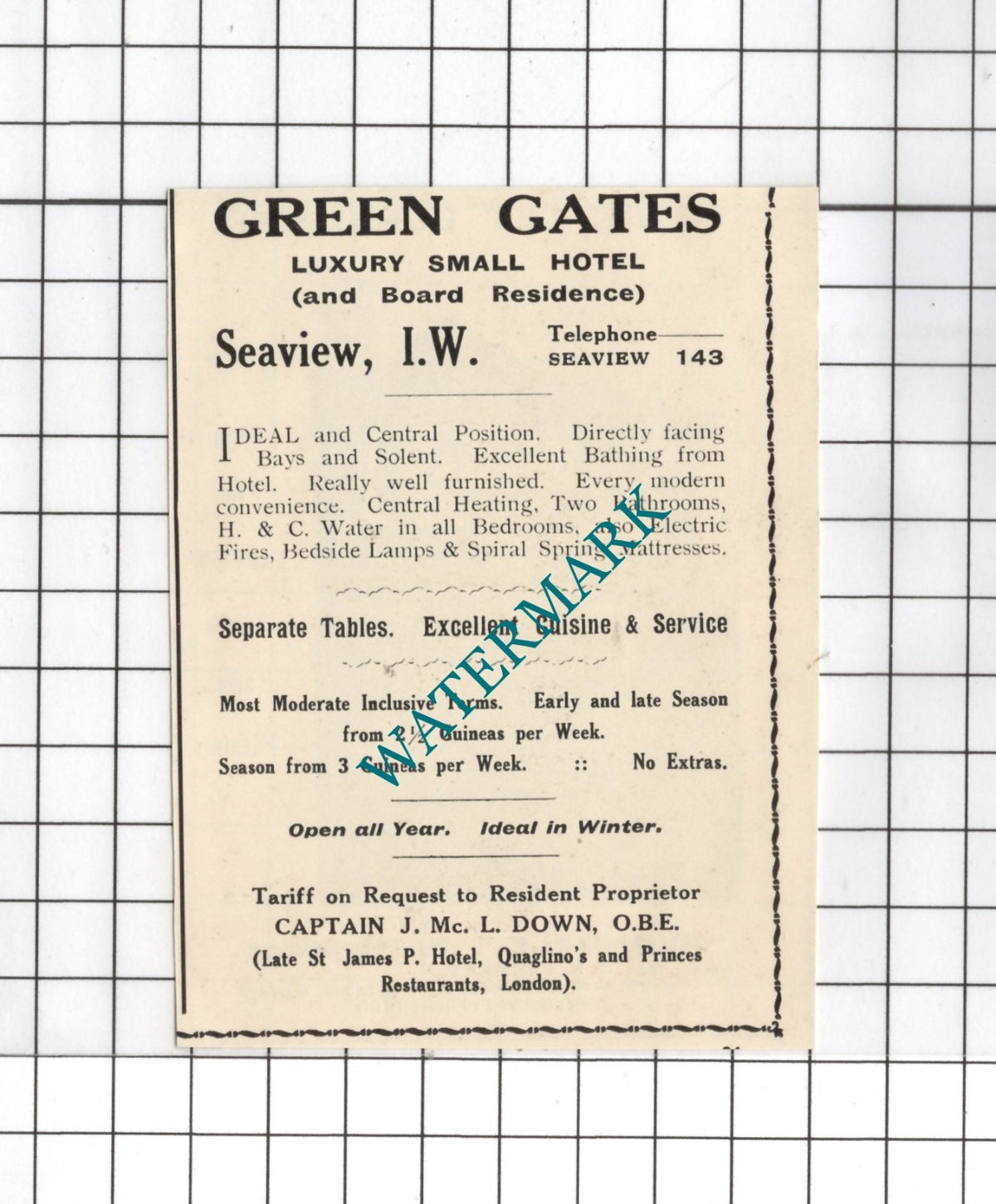 Green Gates Hotel Seaview Isle Of Wight Avondale Nettlestone - 1938 Small Advert