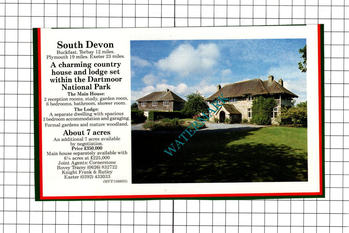 Buckfast Devon / Lambourn Berkshire House Sale Advert - c.1991 Cutting / Print