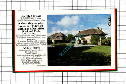 Buckfast Devon / Lambourn Berkshire House Sale Advert - c.1991 Cutting / Print