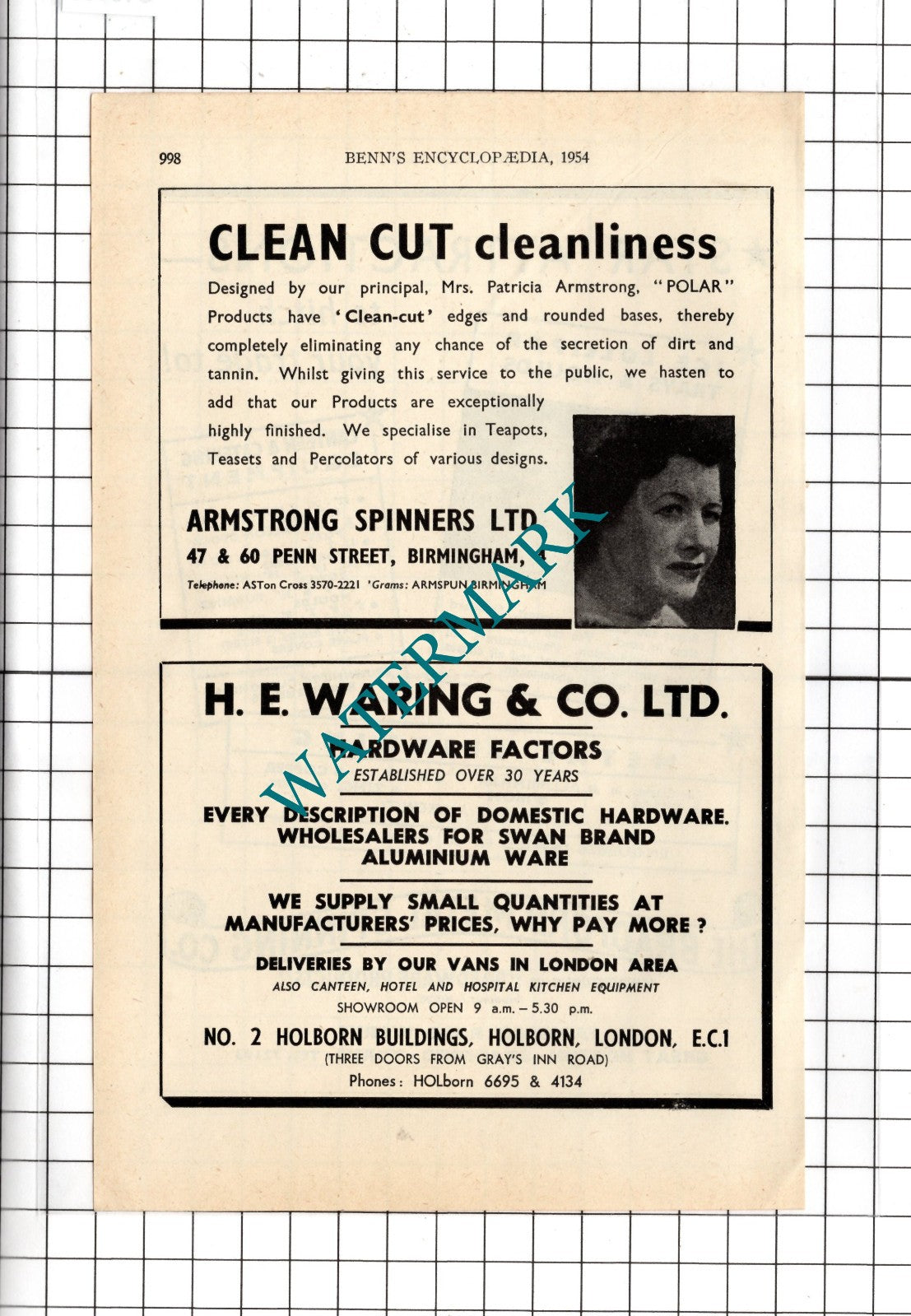 The Bradford Metal Spinning Co / Armstrong Spinners Ltd Birmingham - 1954 Advert