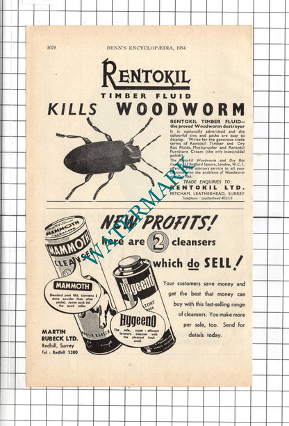 Swarfega DEB Chemical Proprietaries Belper / Rentokil Martin Rubeck  1954 Advert