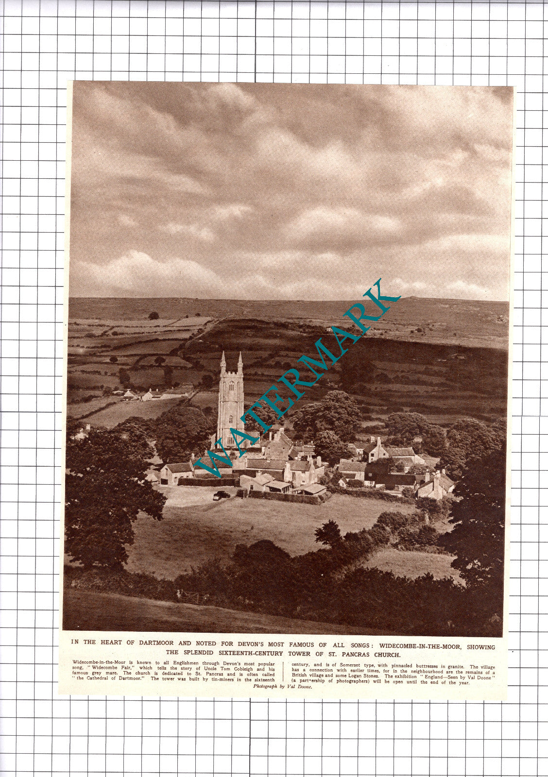 Widecombe In The Moor St Pancras Church Dartmoor - 1945 Clipping / Print
