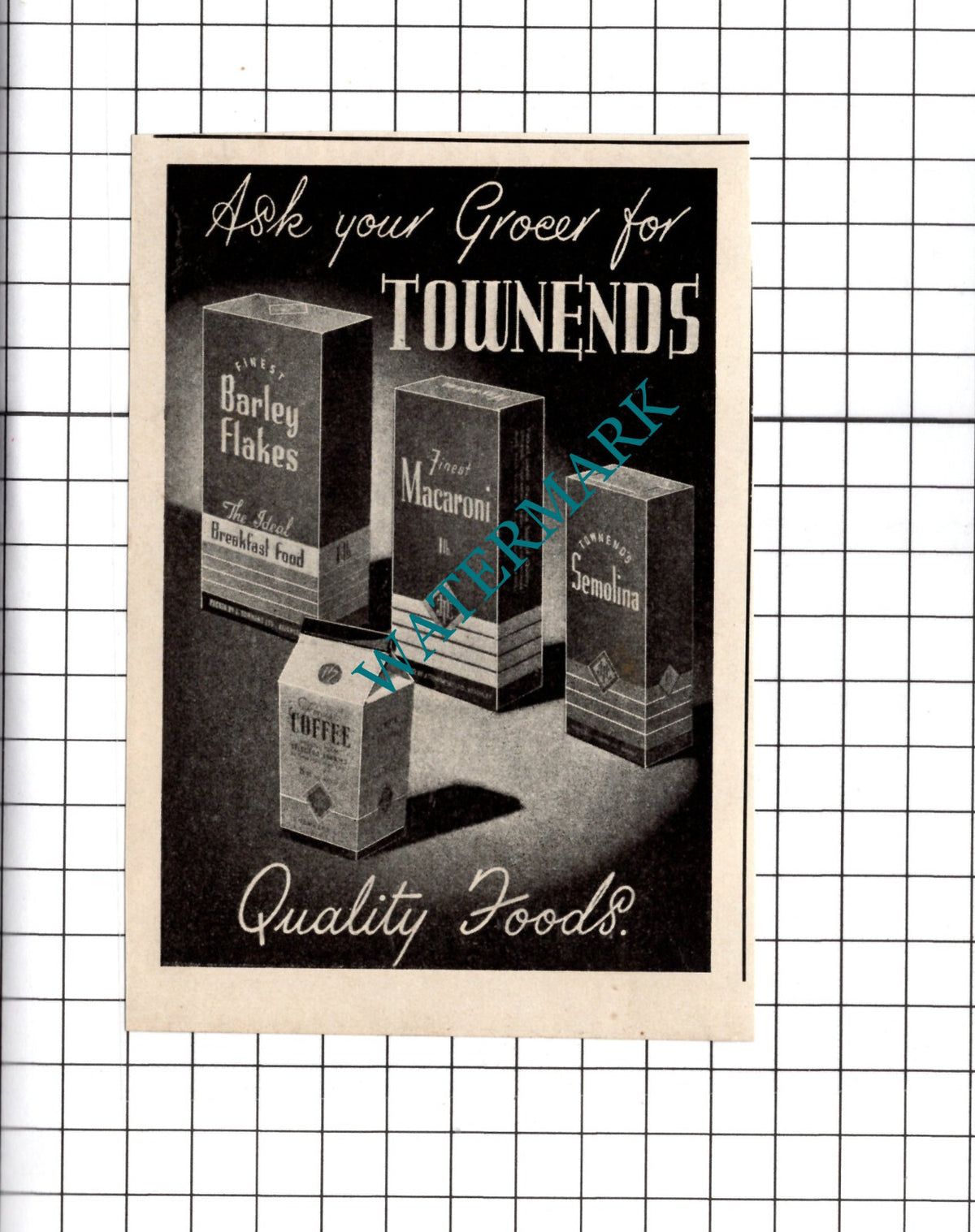 Townends Foods SMALL Advert - 1949 Clipping