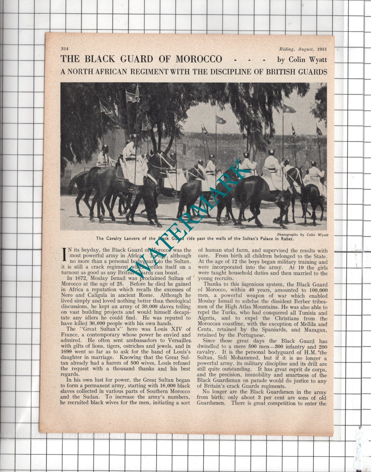 The Black Guard Of Morocco Africa Colin Wyatt  - 1951 Article
