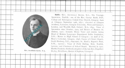 Rev Archibald Reith Sprowston / Rev Charles Bowring Ratcliffe - 1911 Clipping