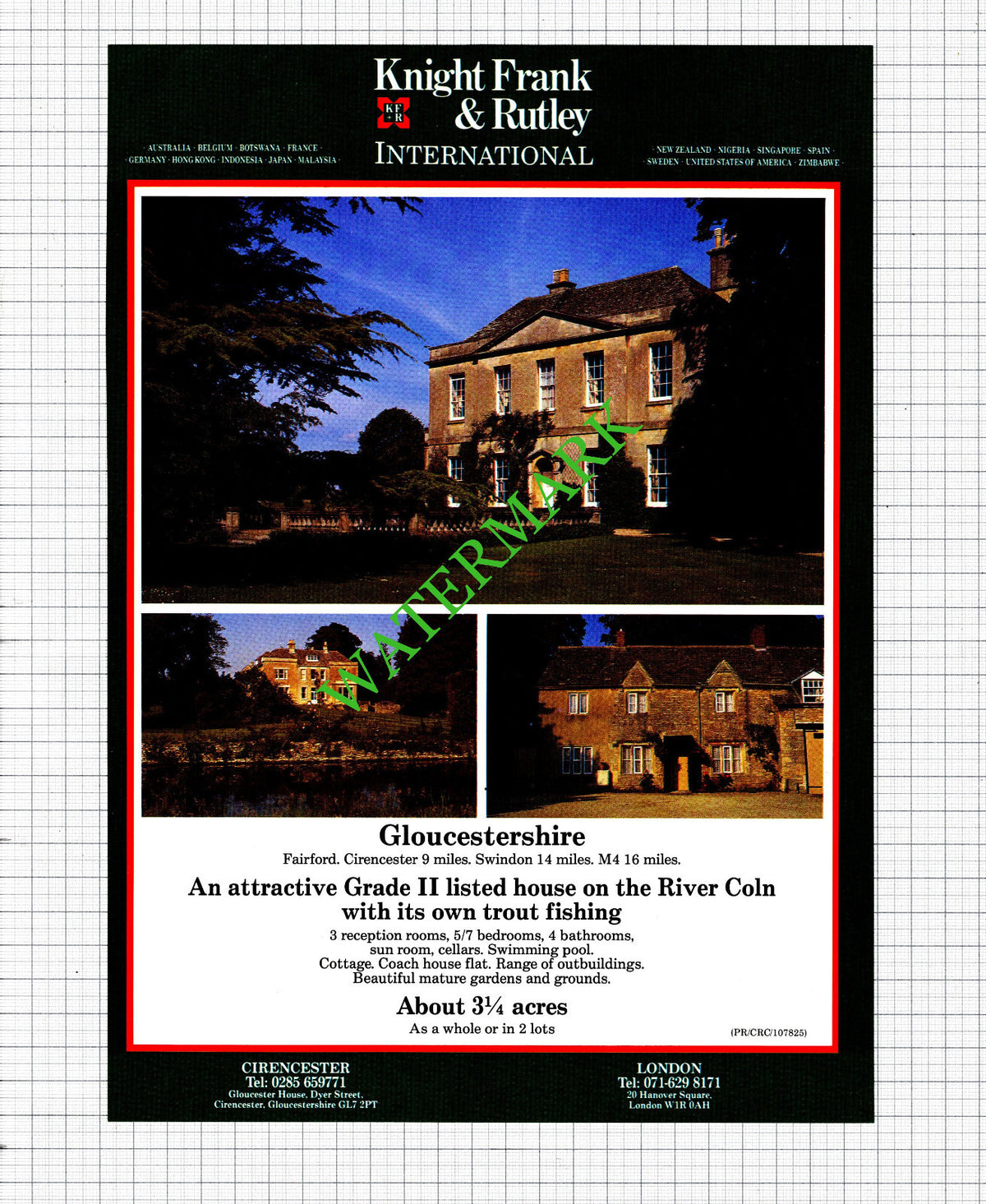 Fairford Gloucestershire House Sale Advert - 1991 Cutting