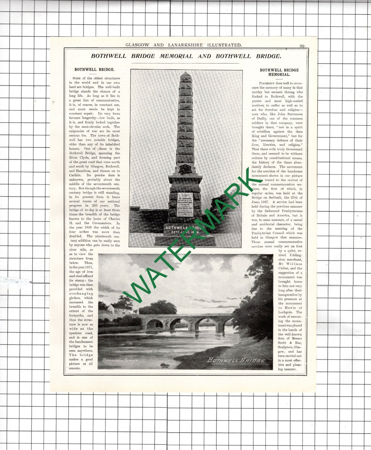 Colonel James Neilson Orbiston House Bellshill / Bothwell Bridge  - 1904 Article