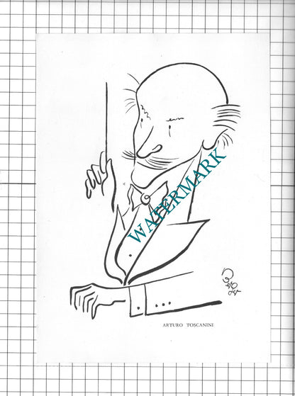 Sir Thomas Beecham / Arturo Toscanini Caricature - 1950 Clipping / Print