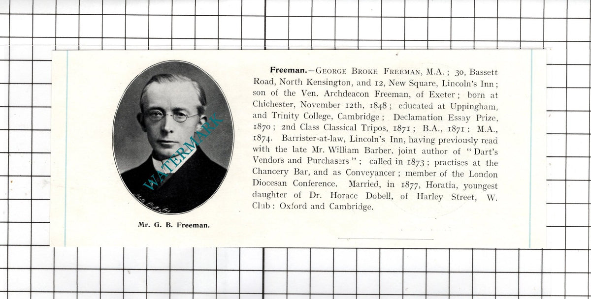 Arthur Edmund Gill Dublin / George Broke Freeman Chichester  -c.1905 Clipping