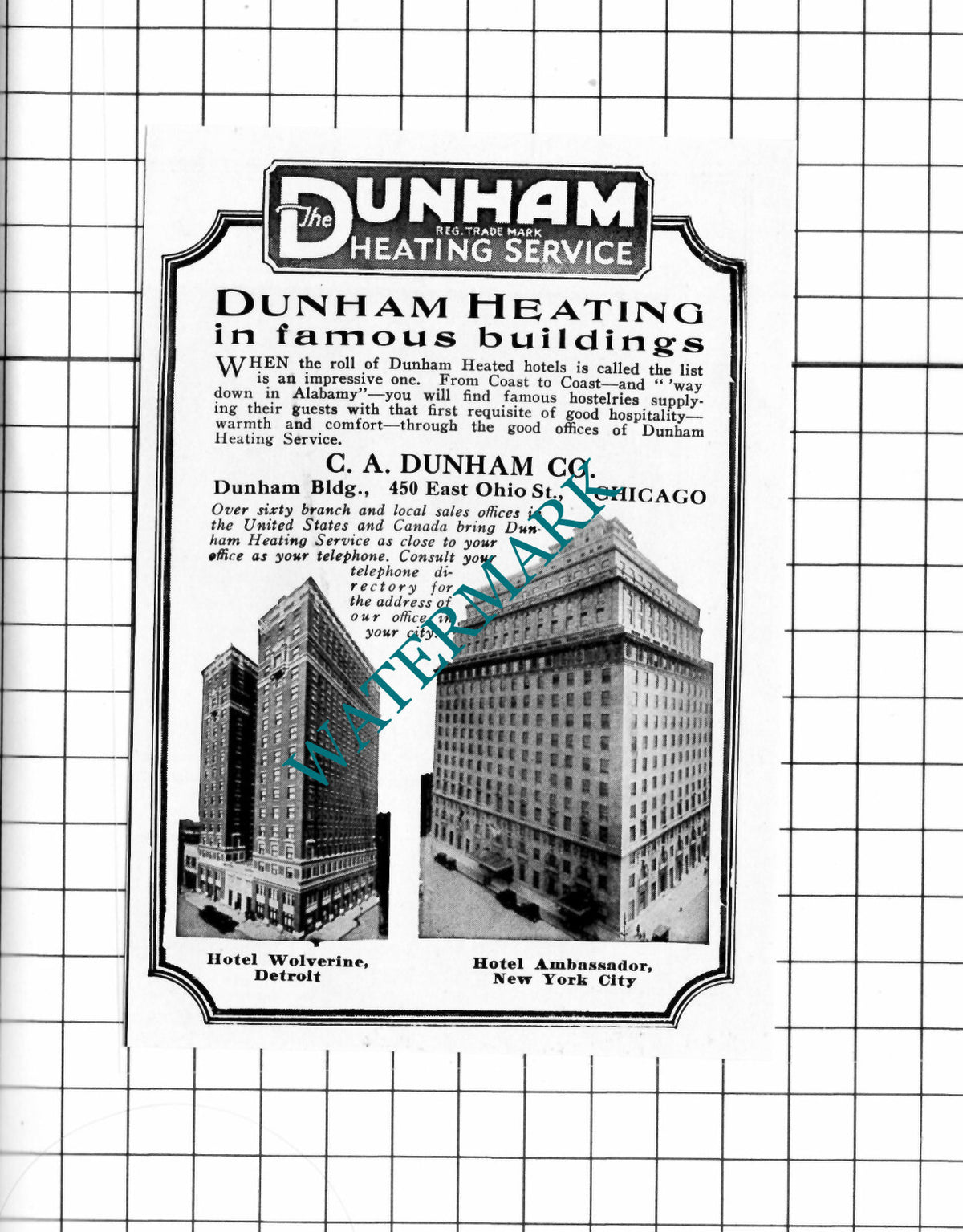 C A Dunham Co Chicago Hotel Wolverine Detroit Small Advert  - 1926 Clipping