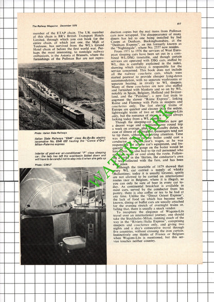 Wagons-Lits - 1976 2-Part Article