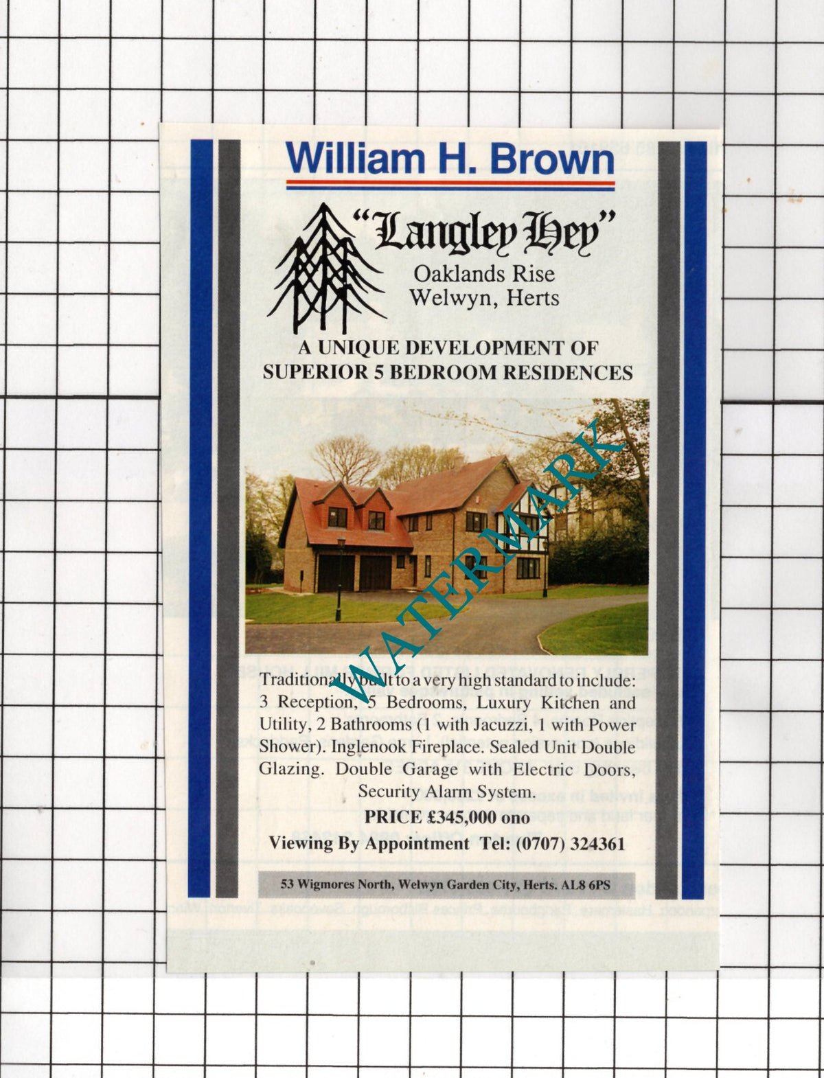 Langley Hey Oaklands Rise Welwyn Hertfordshire Sale Advert -1991 Small Cutting