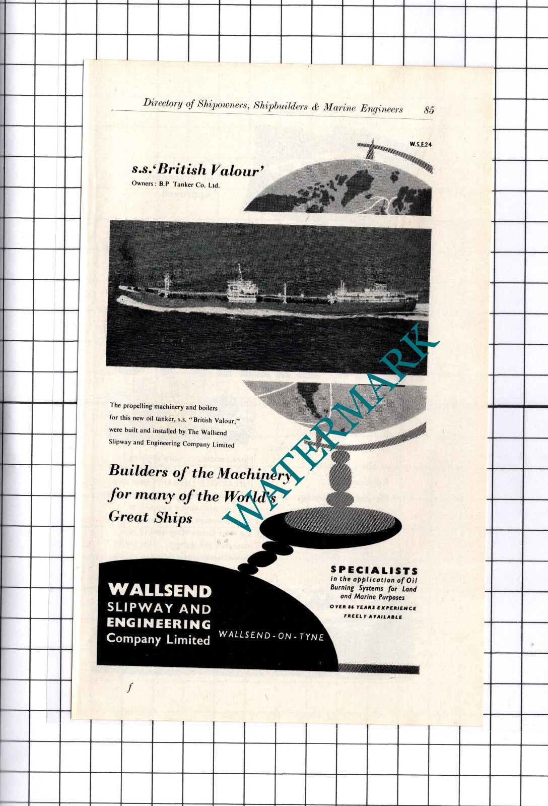 RFD Company Ltd Godalming / Wallsend Slipway British Valour Ship ADVERT - c.1957