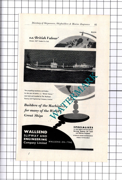 RFD Company Ltd Godalming / Wallsend Slipway British Valour Ship ADVERT - c.1957