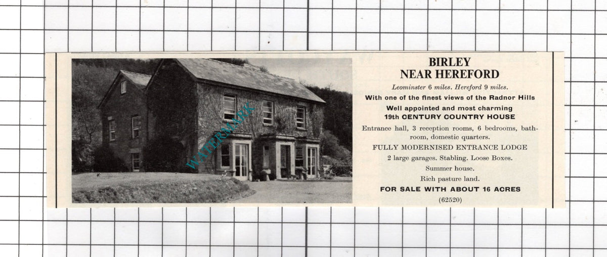Birley Herefordshire - 1967 House Sale Advert