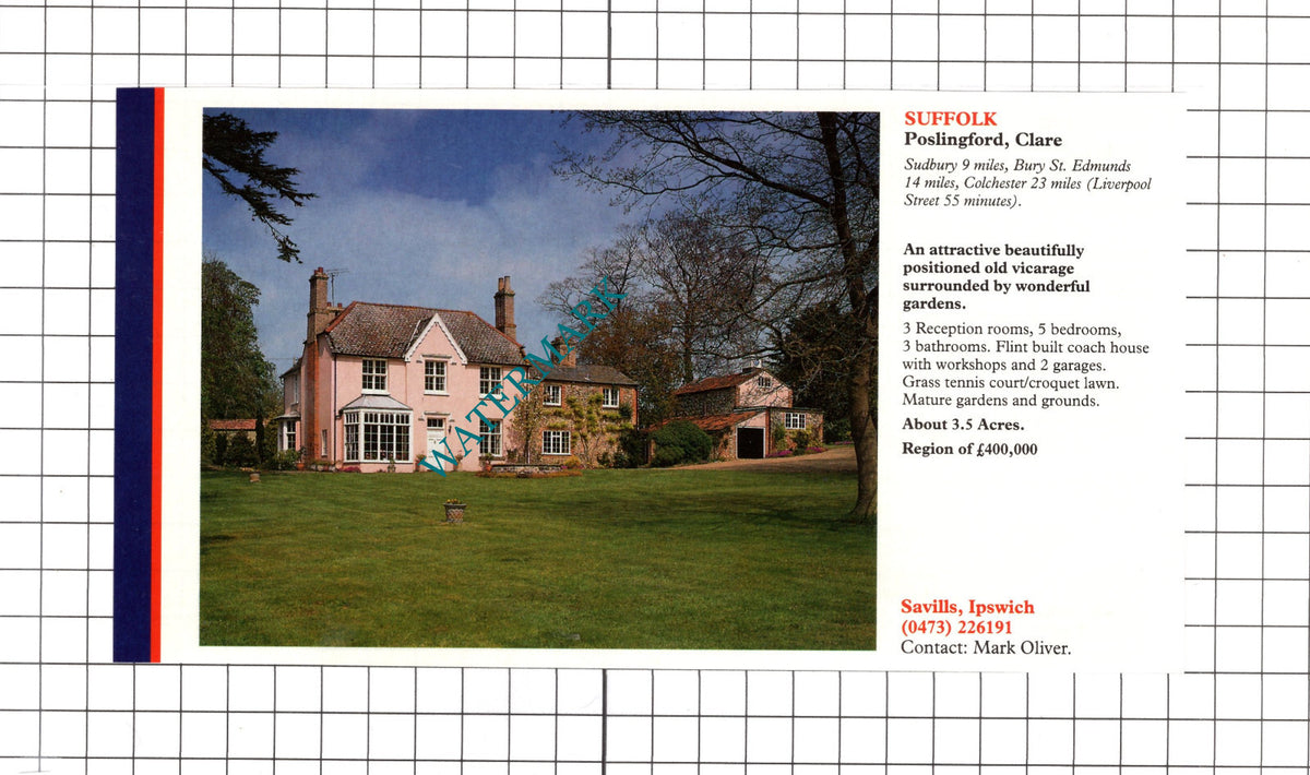 Great Wishford Wiltshire / Poslingford Clare Suffolk House Sale - 1991 Advert