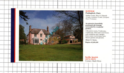 Great Wishford Wiltshire / Poslingford Clare Suffolk House Sale - 1991 Advert