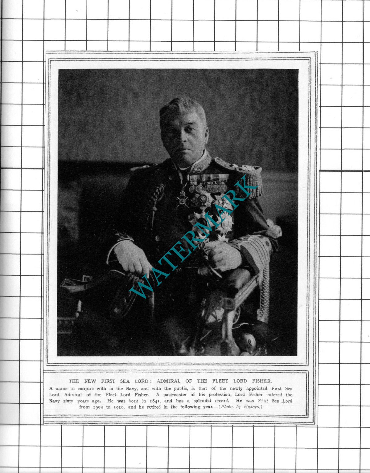 Admiral Of The Fleet Lord Fisher   - 1914 Clipping / Print