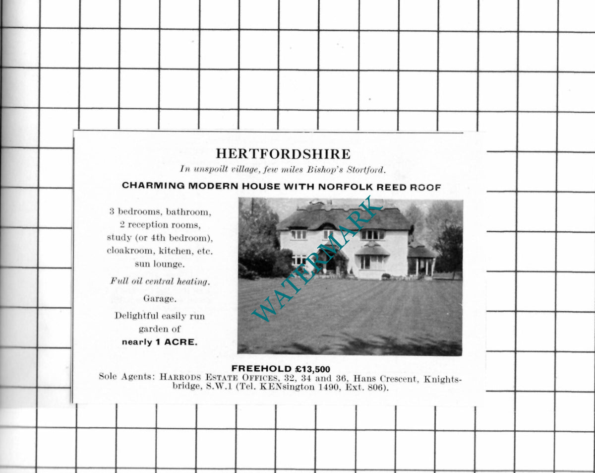 Bishop's Stortfords Hertfordshire Small House Sale Advert - 1967 Clipping
