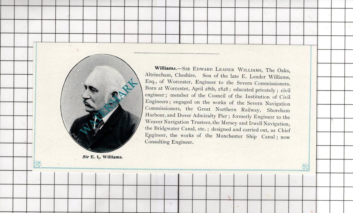 Charles Edmund Barlow / Sir Edward Leader Williams Altrincham - c.1900 Cutting
