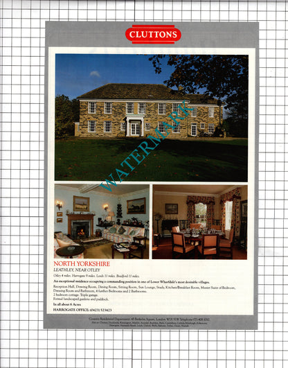 Vicarage Fosbury Estate Wiltshire Teulon / Leathley Yorkshire - 1990 Sale Advert