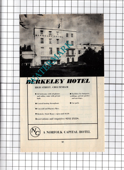 Bafford House Rest Home Cheltenham Swanick / Berkeley Hotel  - 1970's Advert
