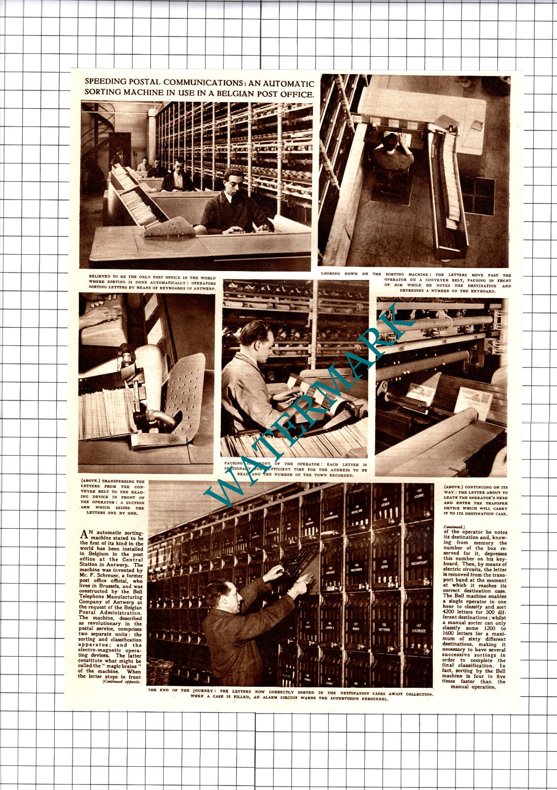 Central Station Antwerp Post Office Mr F Schreuer   - 1952 Cutting / Print