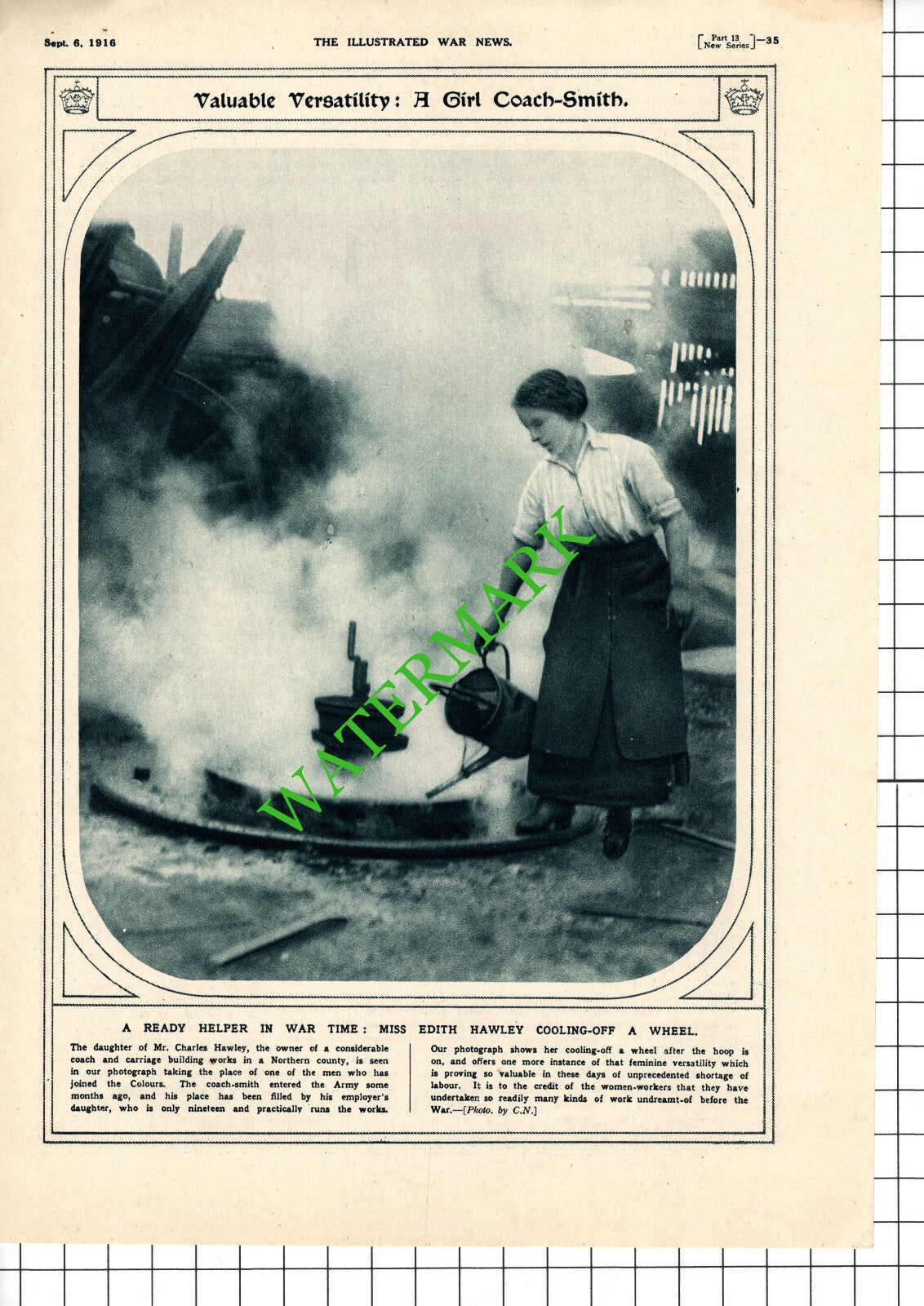 Miss Edith Hawley Charles Hawley WW1 Great War - 1916 Cutting / Print