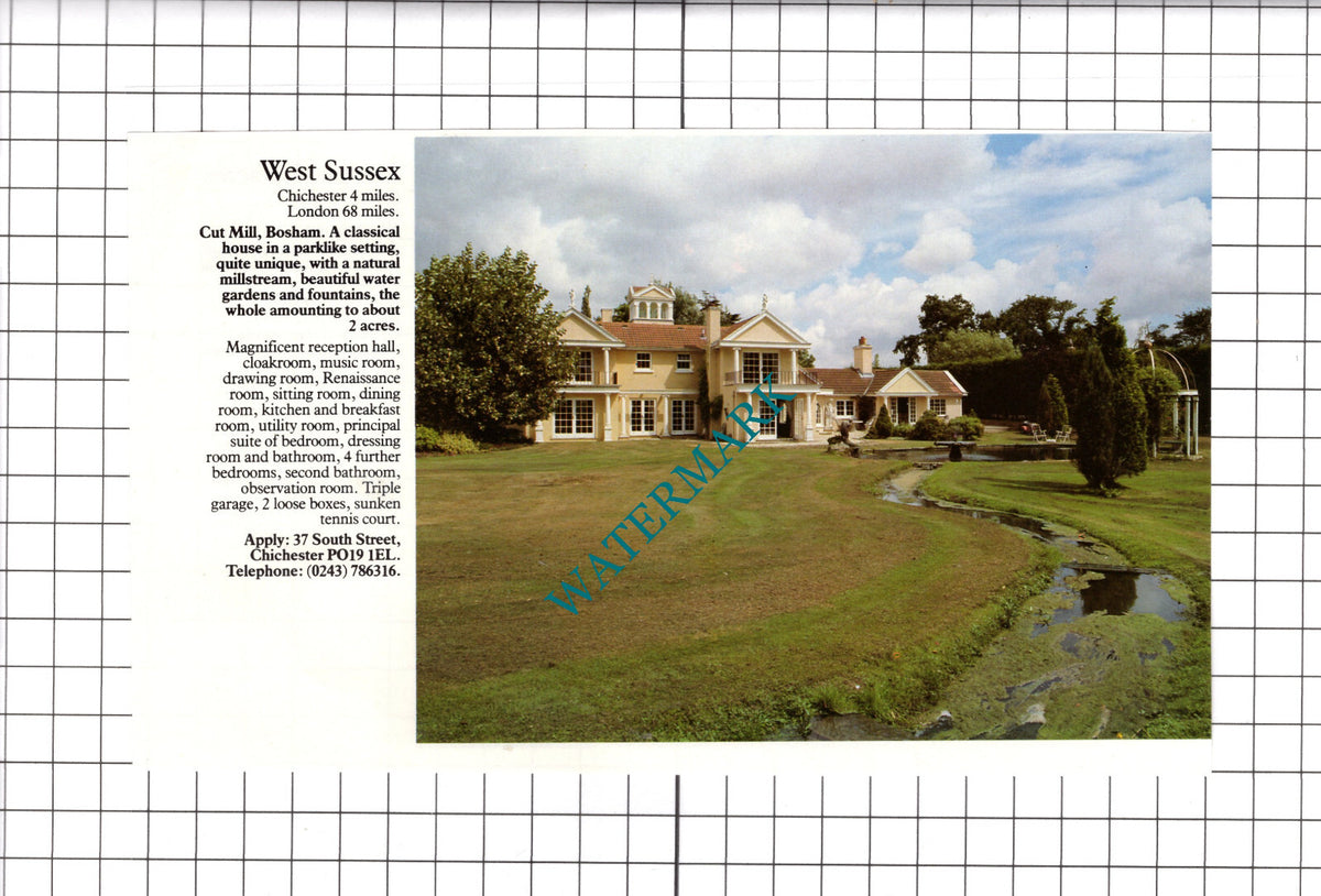 Cut Mill Bosham West Sussex House Sale Advert - c.1990 Clipping