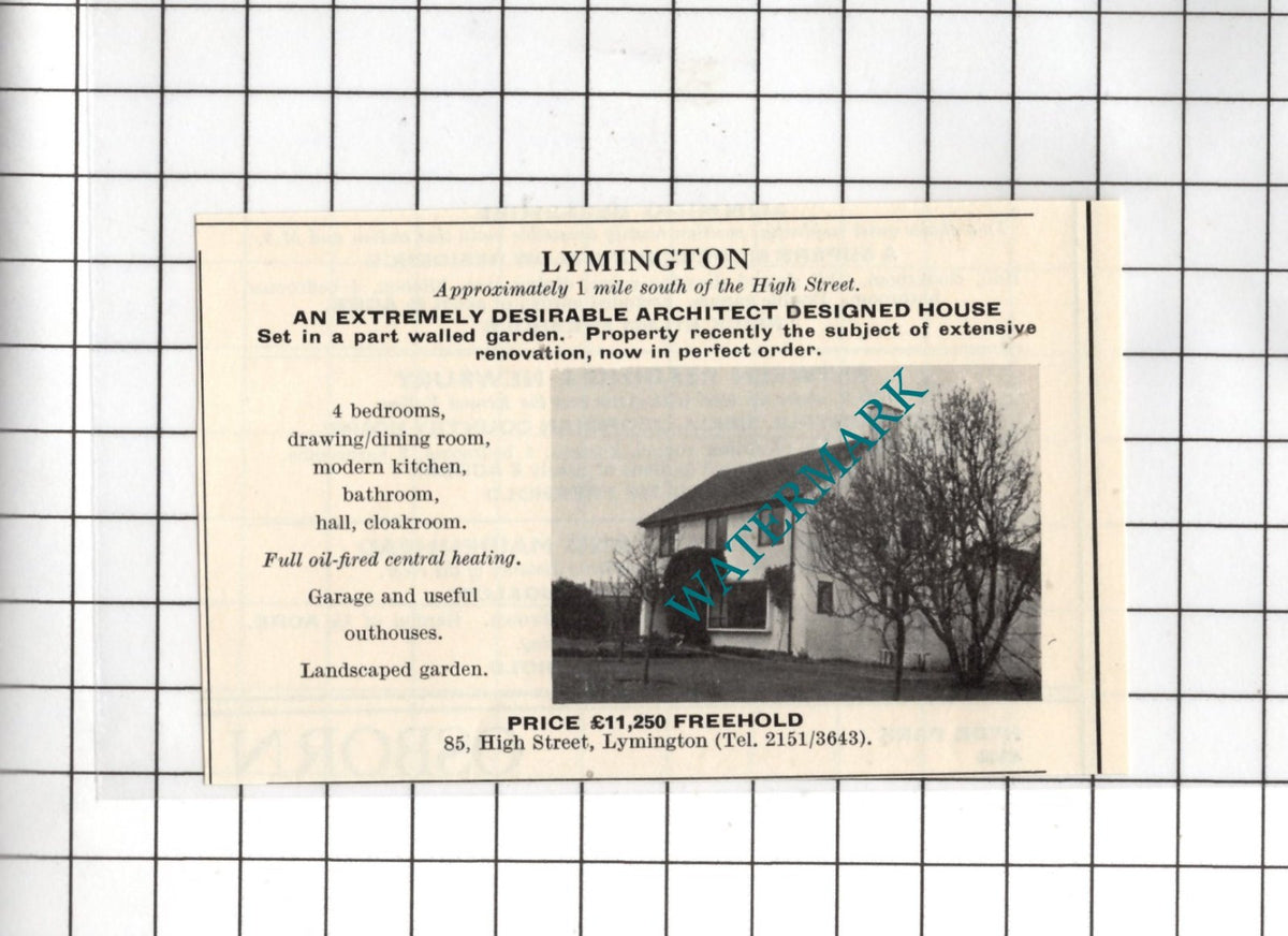 Lymington Hampshire SMALL House Sale Advert - 1967