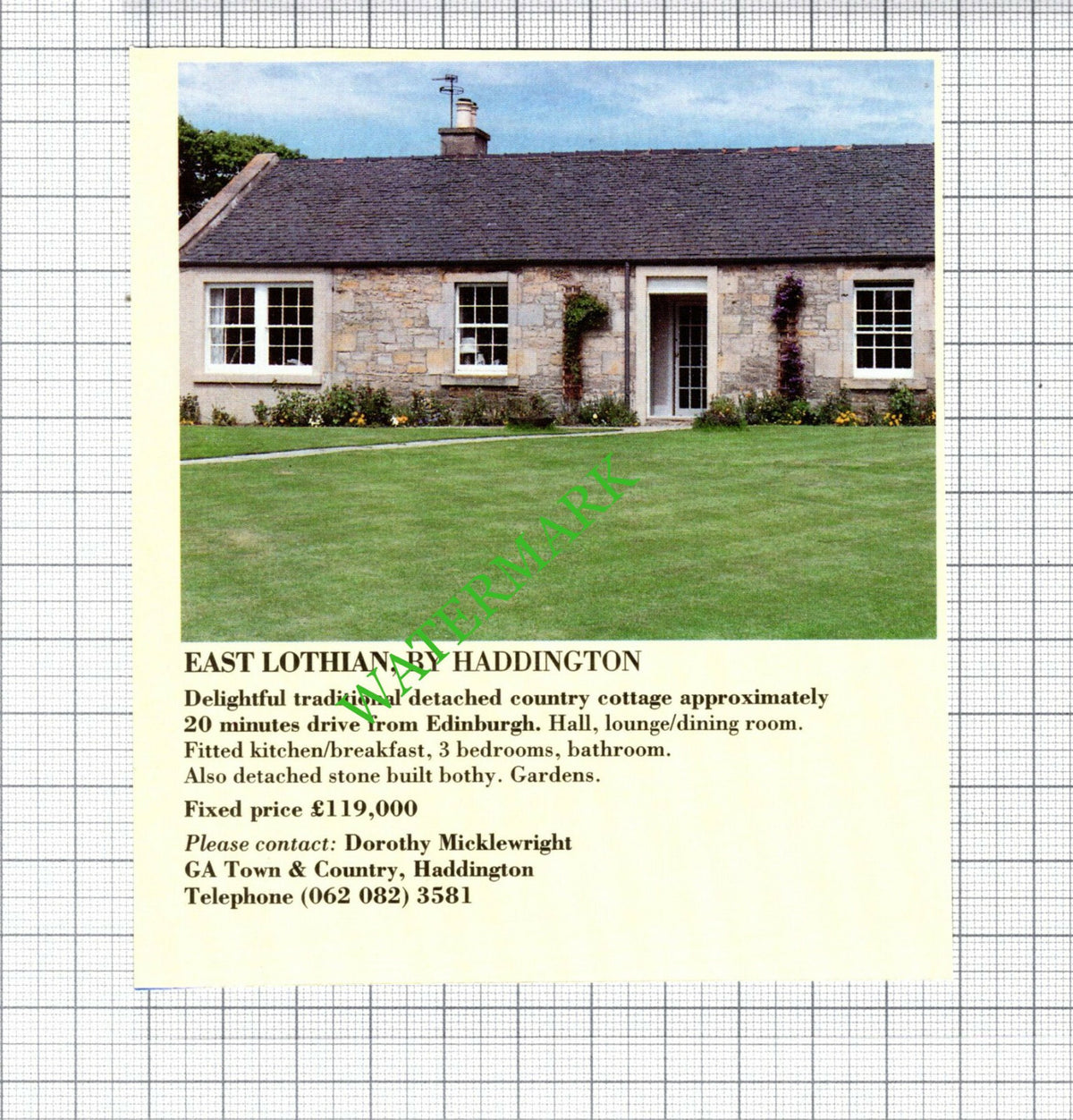 Haddington East Lothian House Sale Advert - 1991 Cutting