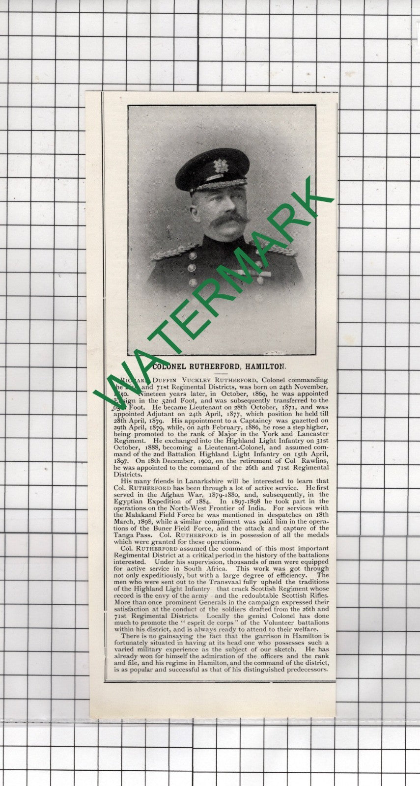 Richard Duffin Vuckley Rutherford  Colonel Hamilton Scotland- 1904 Clipping