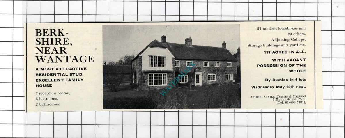 Wantage Berkshire Stud - 1969 House Sale Advert
