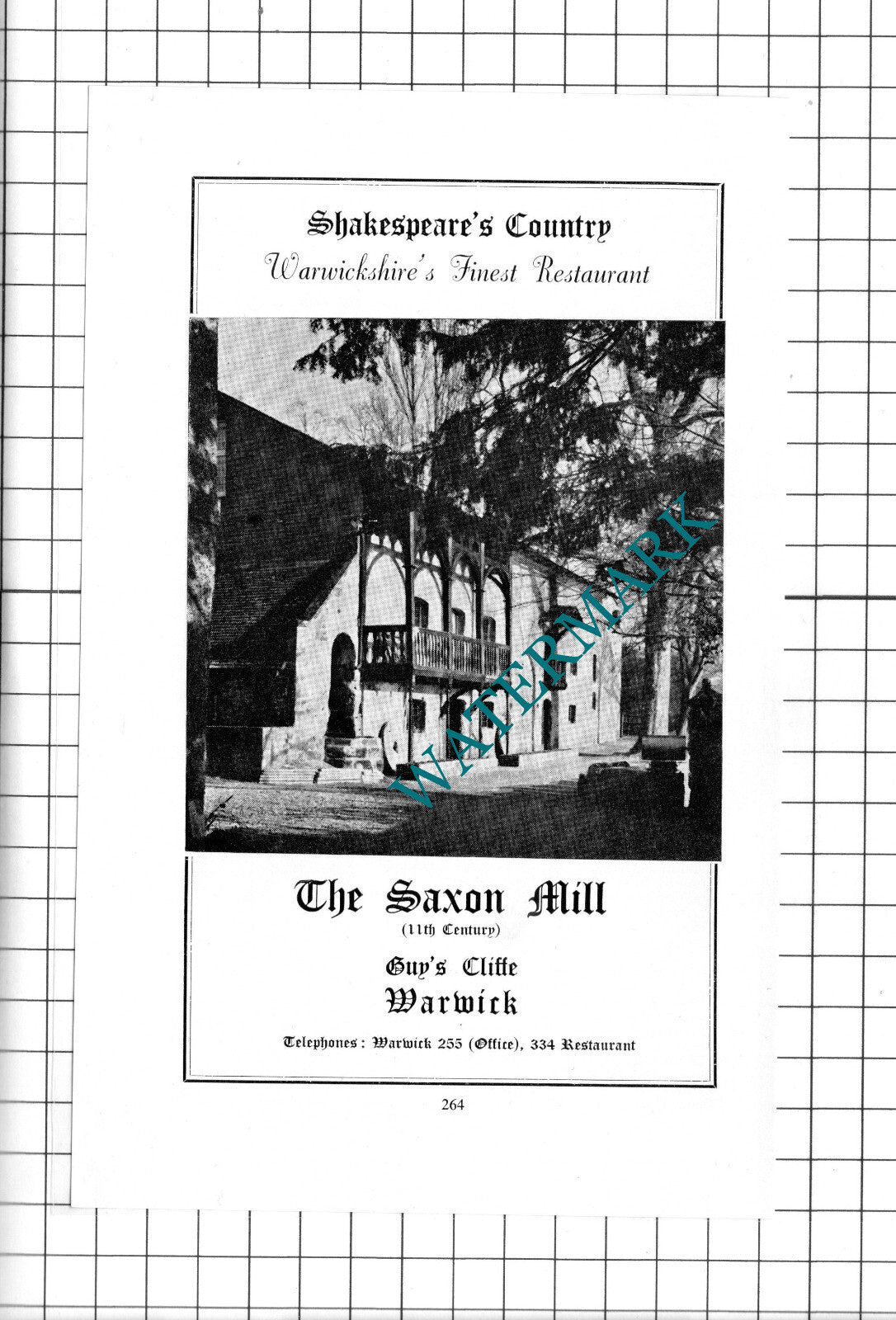 The Saxon Mill Restaurant Warwick Advert - c.1960's Clipping / Print