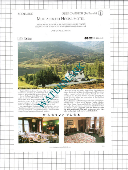 Mullardoch House Hotel Glen Cannich / Culduthel Lodge Advert- c.2001 Cutting