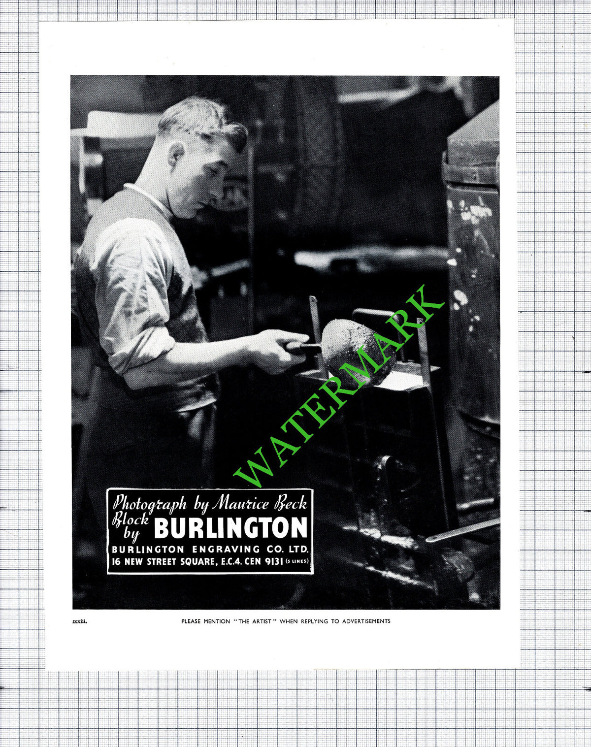Burlington Engraving Co Ltd London Advert Maurice Beck  - 1930s Cutting / Print