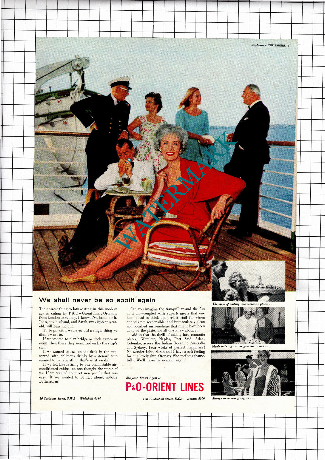 P&O Orient Lines Oronsay Ship P & O Cruise Advert - c.1961 Clipping / Print