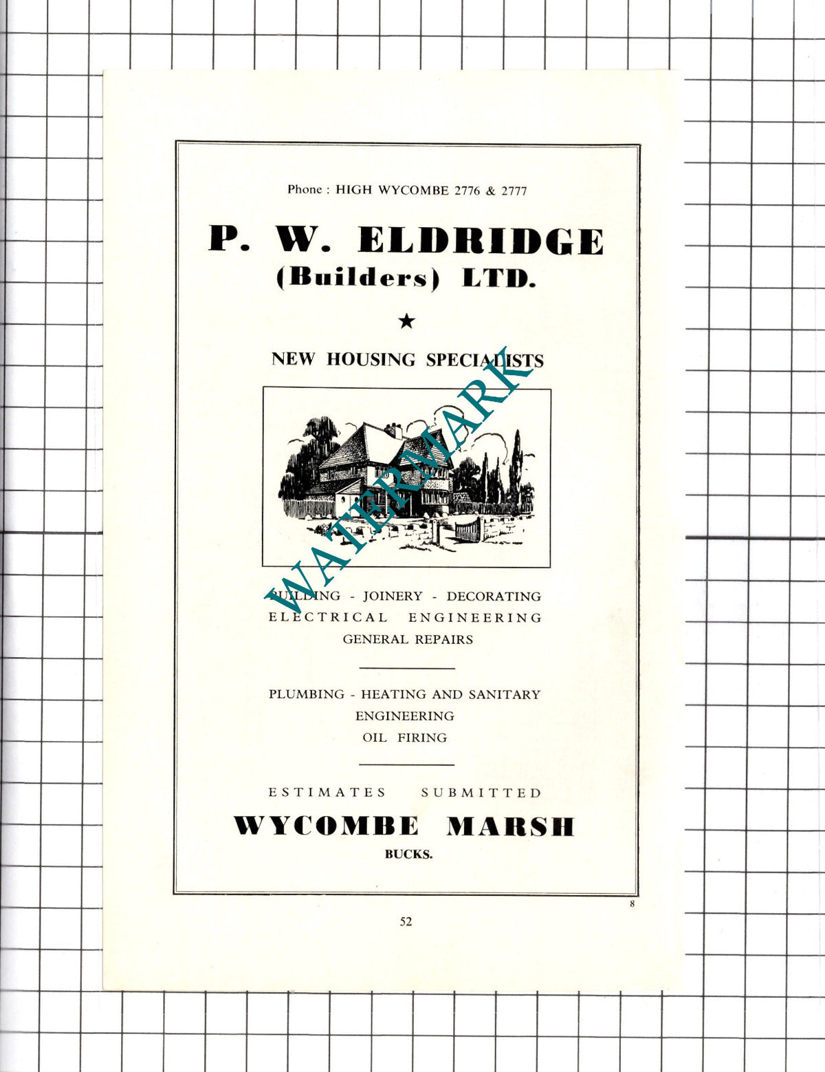 P W Eldridge Builders Ltd  Wycombe Marsh Buckinghamshire   - 1964 Advert