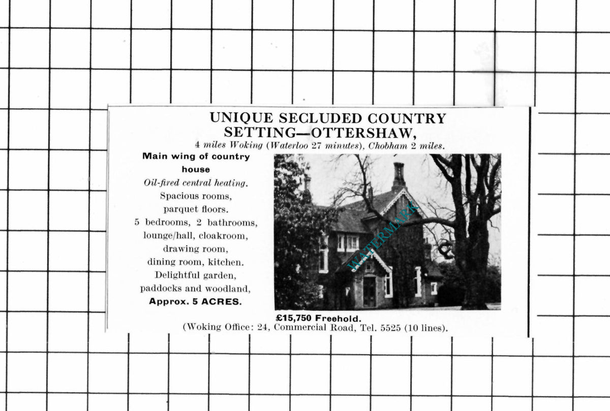 Ottershaw  Surrey SMALL House Sale Advert  - 1967 Clipping