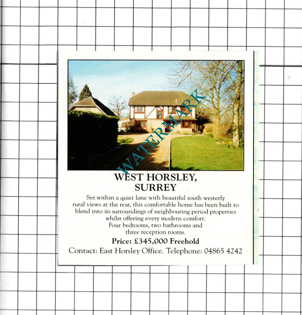West Horsley Surrey House Sale Advert - 1991 Cutting